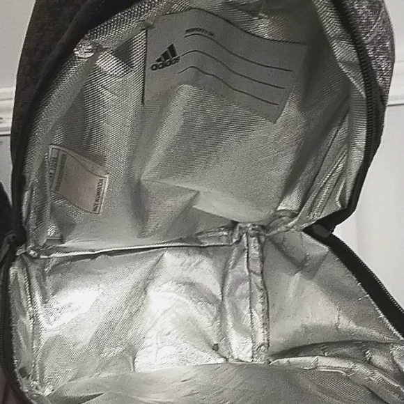 Adidas Insulated Lunch Bag Tote Gray Black 3 Stripes Large Zippered School - Picture 6 of 9